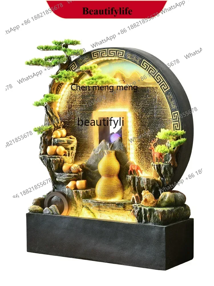 D178 H Hallway Water Wall Screen Gourd Circulation Water Fountain Waterfall Fortune Decoration
