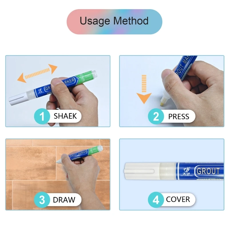 Waterproof Joint Pen Tile Marker Repair Pens Wall Grout Restorer Pen Grout Filler Pen for Restoring Tile Wall Floor 87HA