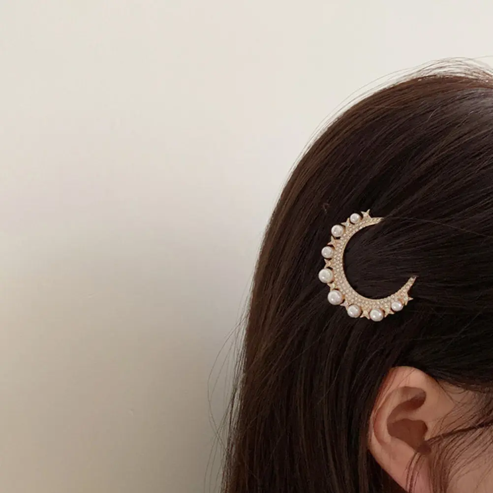 

2Pcs Artificial Pearl Clips Rhinestone Hairpins Lightweight Women Hair Accessories Alloy Barrettes