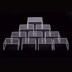 10pcs Clear Acrylic Display Stand Set Stackable Multi Level Riser for Cupcake Jewelry Makeup Cosmetics Dessert Display Showcase
