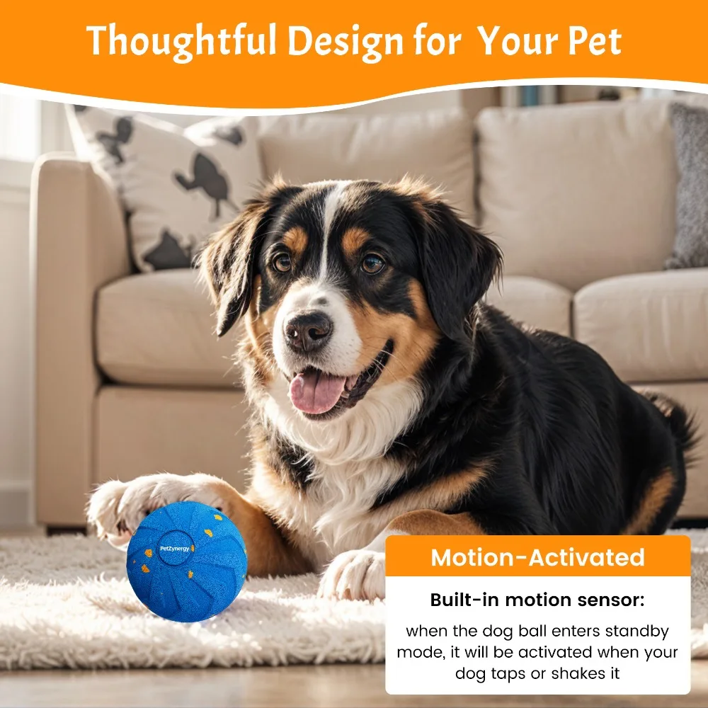 Bite Resistant Smart Dog Toy Ball USB Rechargeable Wear Resistant Dog Bouncing Ball Durable with Light Electronic Rolling Ball