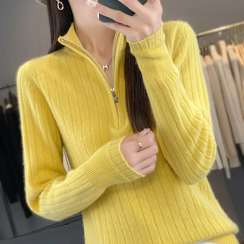 100% Merino wool autumn/winter new women's sweater turtleneck Jumper Fashion light luxury warm base knit shirt