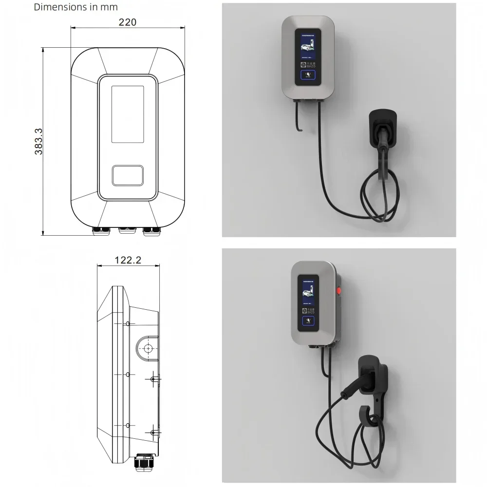 AC 11kW EV Charging Station Autostart/Password/PFID Card 32A Rated Current With 5m Cable Commercial Use