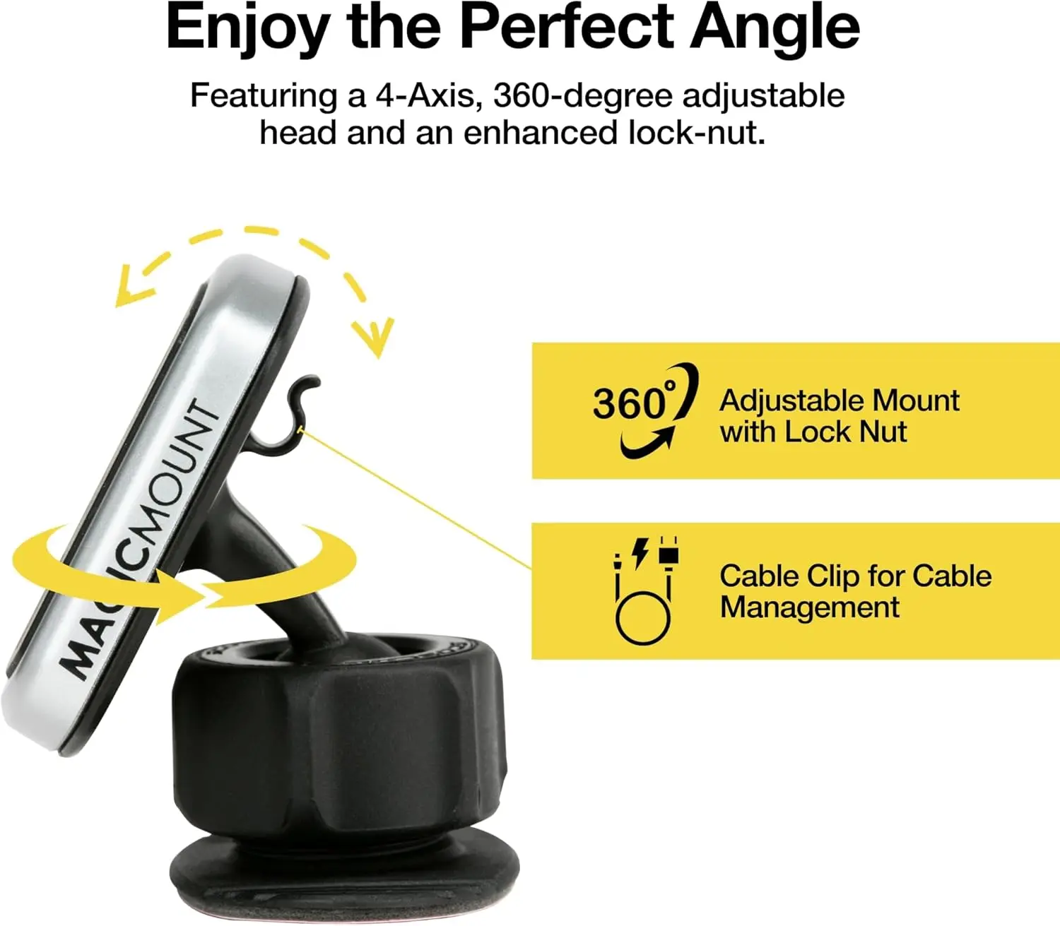 MPDB MagicMount Pro Magnetic Car Mount, 360° Adjustable, Strong Magnet, Fits iPhone, Samsung, Android – Non-MagSafe