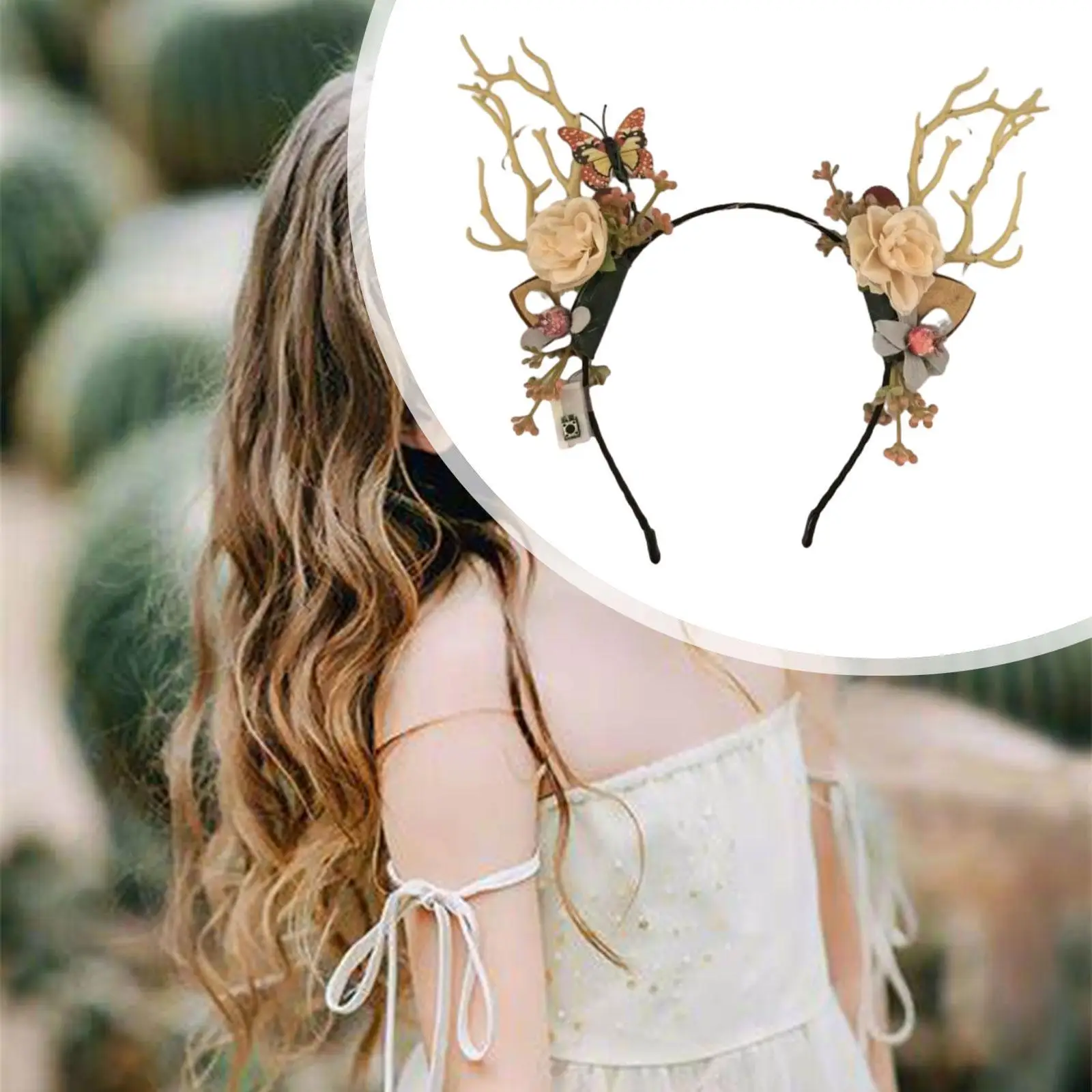 Light up Deer Antlers Headband Headpiece Hairband for Wedding Carnivals Prop