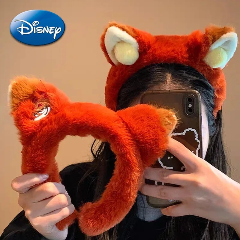 

Disney Zootopia Plush Headband Nick Kawaii Cartoon Wash Face Take Photos Headwear Soft Plush Hairband Girl Hair Accessories Gift