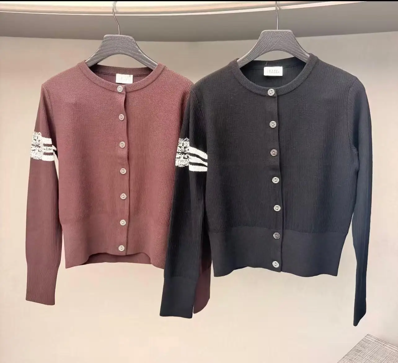 Ladies Golf Crew Neck Knit Cardigan New AW Soft Cozy Elegant Versatile Open Front Golf Outer Jacket For Women