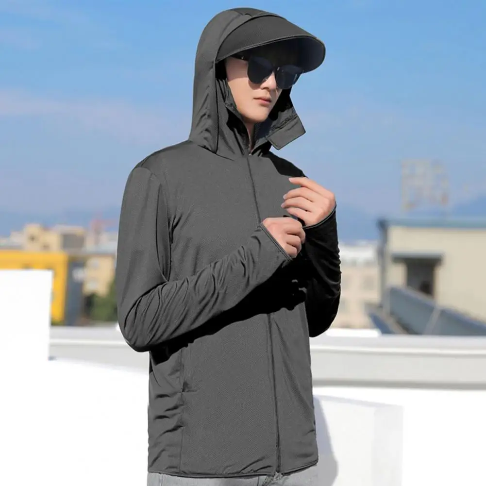 Summer Men's Sunscreen Clothing Thin Quick Drying Hooded Fishing UV Protection Jacket Ultra-Light Sportswear Outwear Windbreaker