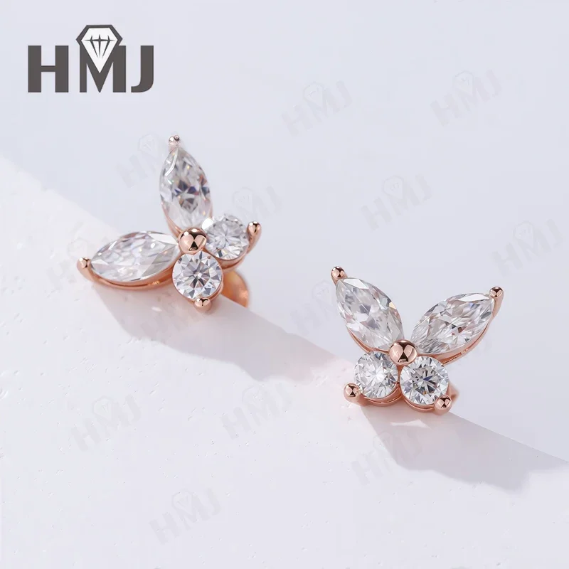 Schmetterlingsohrringe Moissanit D-Farbe VVS1-Reinheit 925 Sterling Silber Nicht Verblassend Piercing Jubiläumsgeschenk Vintage Großhandel – Detail 9