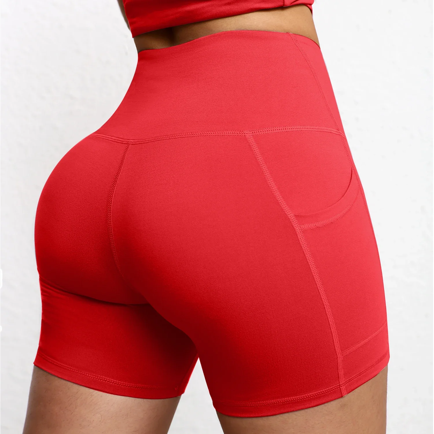 Yoga Shorts with Pockets High Waist Butt Lifting Cyclings Tights Outdoor Workout Jogging Shorts Sportswear Gym Running Short - Image 6