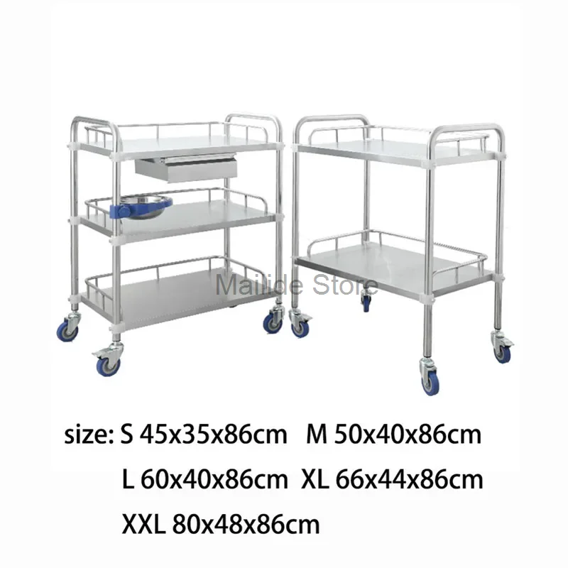 Nordic Stainless Steel Salon Trolley Barber Shop Medical Tool Trolley Minimalist Salon Furniture Hospital Mobile Storage Trolley