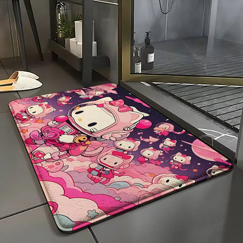 Cartoon-H-hello-K-kittyS Kawaii Carpet Bathroom Anti-slip Mat Door Mat Home Decoration Mat Entrance Door Mat Scratch-resistant