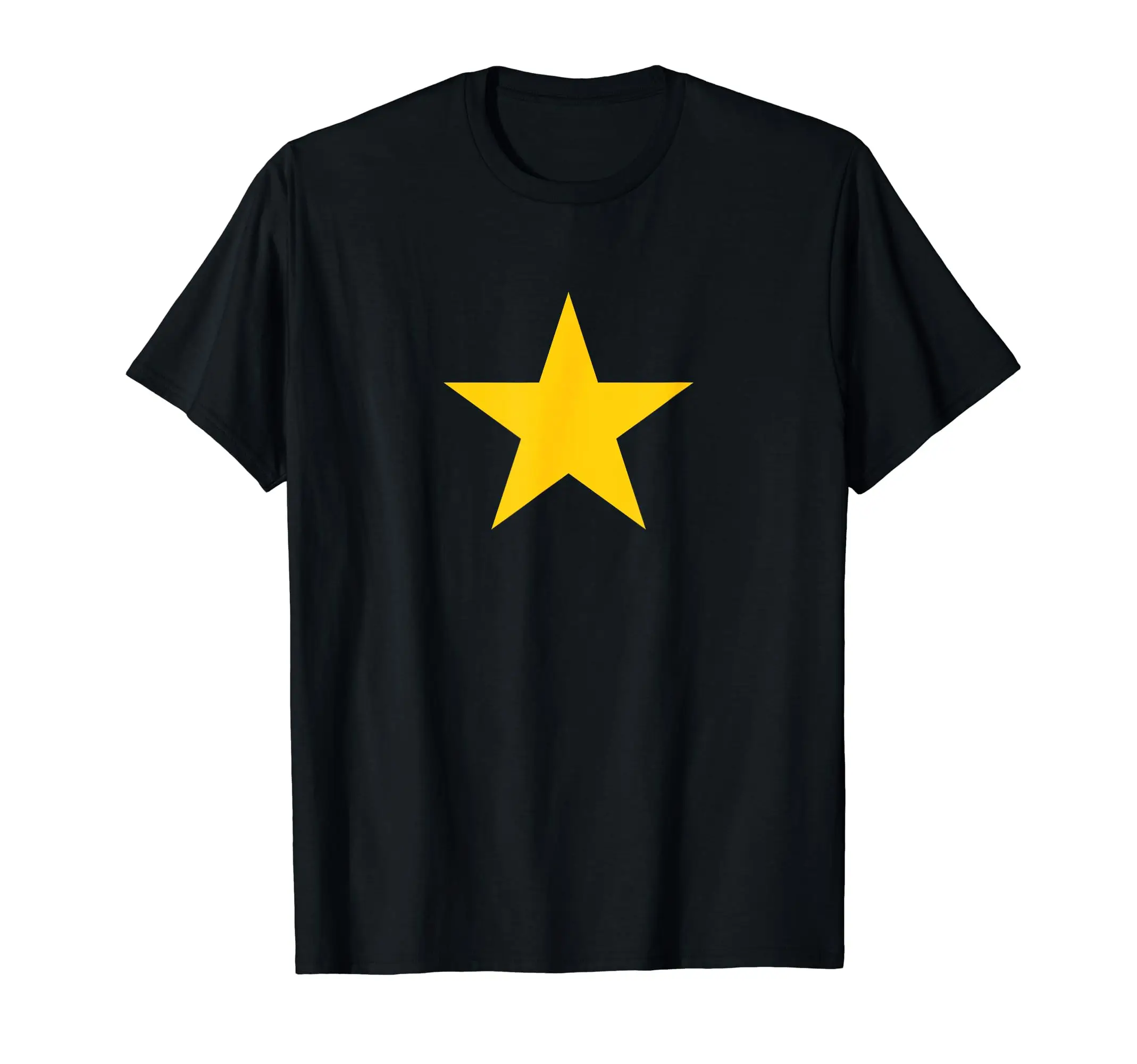 Yellow Star T-shirt Men's classic fashionable comfortable eye-catching five pointed star design short sleeved