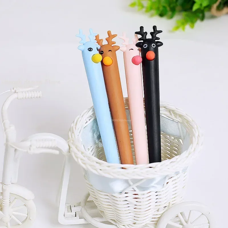 Creative Reindeer Cartoon Milu Deer Neutral Pen Cute Learning Stationery Fawn Water Signature Pen Christmas Gift Prizes