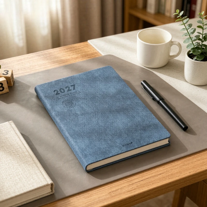 2027 A5 Planner Notebook with PU Leather Cover and Thick Paper, Smooth Writing, Low Ink Bleed for Time Management and Journaling