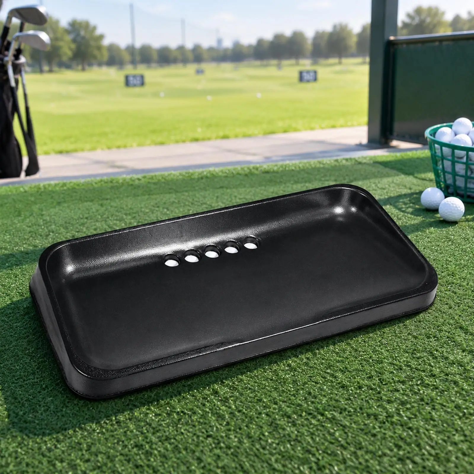 Golf Practice Ball Tray Holder with Raised Edges Recessed Interior 60cm Long for Driving Range Training Aid