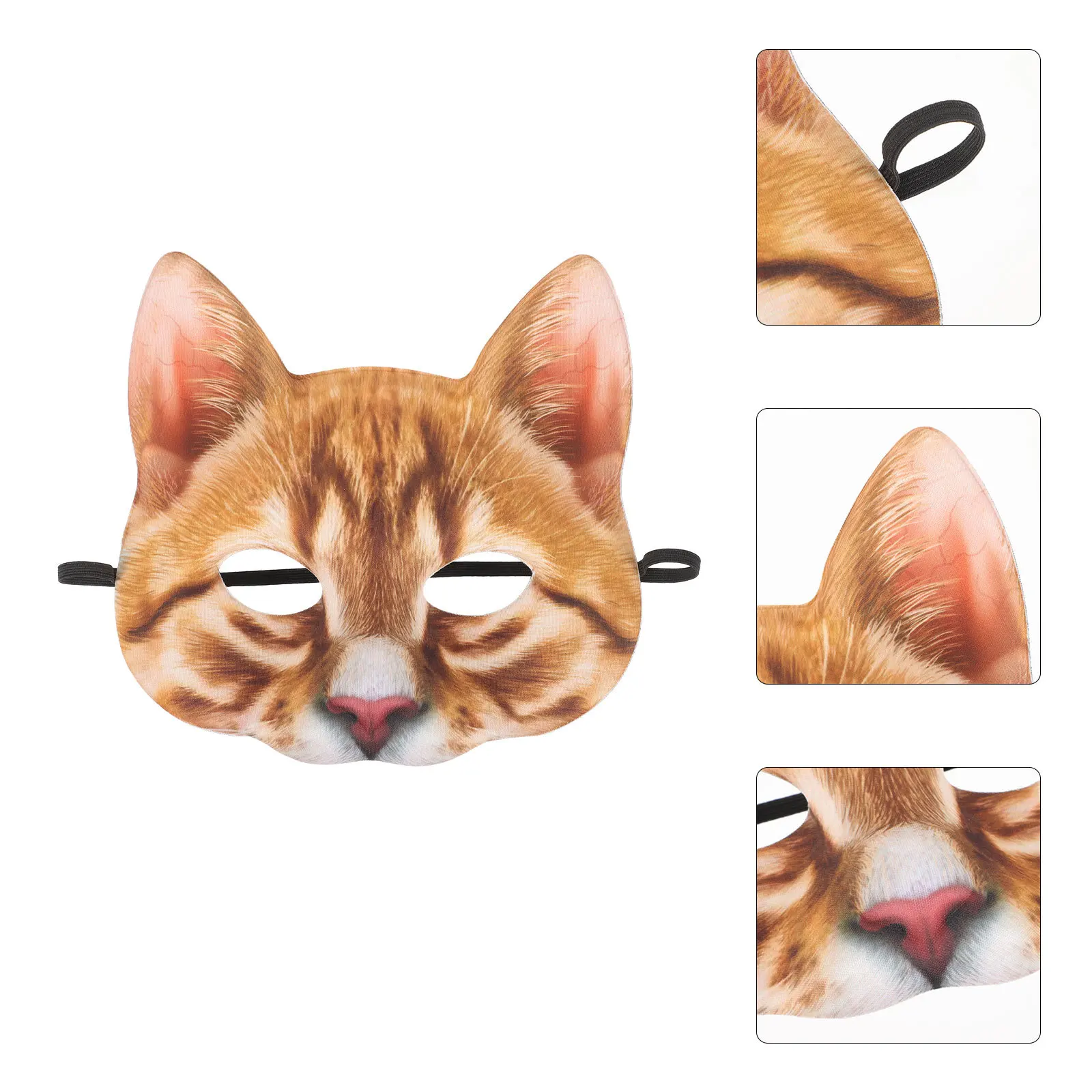 

1pc Cat Mask Orange Half Eyes Eva Fabric Costume Masquerade Carnival Halloween Party Cosplay Face Mask Fun Animal Eye
