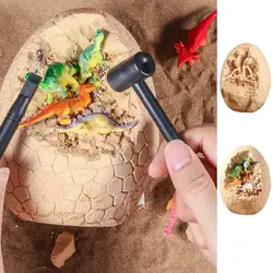 Dinosaur Eggs Dig Kit Excavation Toy With Learning Cards & Tools Brush Hammer Chisel For Childrens Christmas Party Gifts