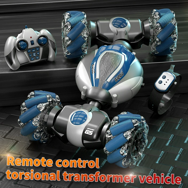 2.4G Mini Gesture Induction Twist Car Light Electric RC Toy Deformation Car Kid Drift Stunt Remote Control Off-road Vehicle