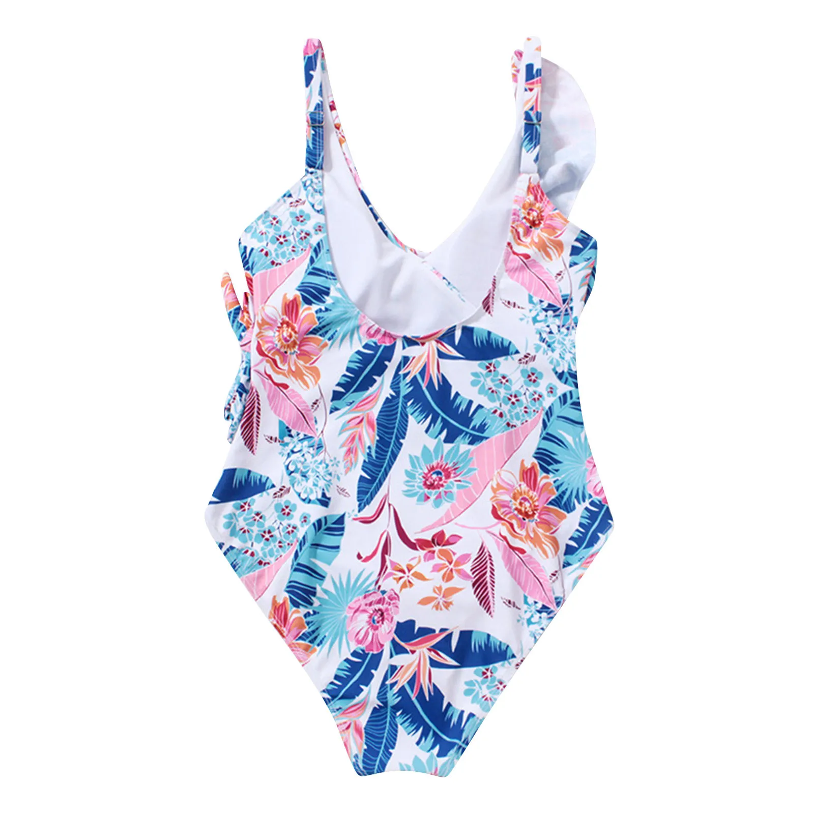 Colorful Print Swimwear Female Ruffled One-Piece Swimsuit For Women Backless Bodysuits Slimming Monokini Summer Beachwear