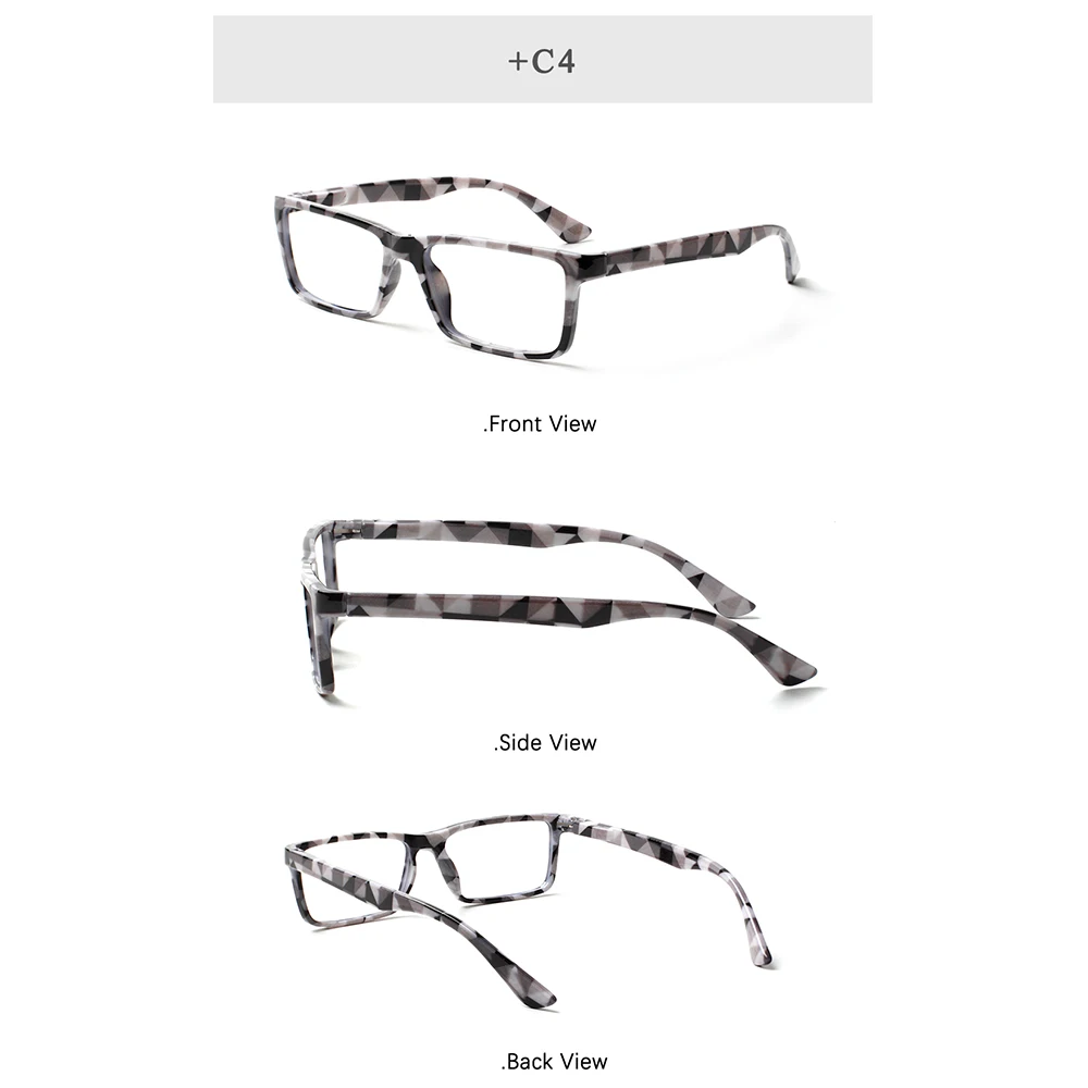 CLASAGA نظارات للقراءة مرنة الربيع المفصلي المطبوعة زهرة مستطيل الإطار الرجال النساء HD وصفة طبية قارئ النظارات 0 ~ + 6.0 #3