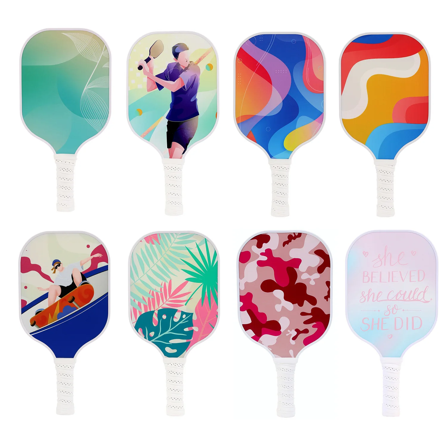 

Carbon Fiber Pickleball Racket Color Printed Solid Color Pickle Tree Fiberglass Competition Special Tennis Racquet Pure White