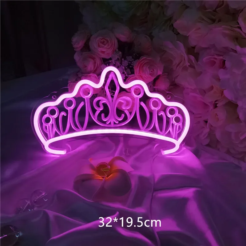 10 Styles LED Lights Neon Signs Party Wedding Christmas Decoration Home Room Decor Diamond Crown Neon Sign Bar Night Lamp Usb