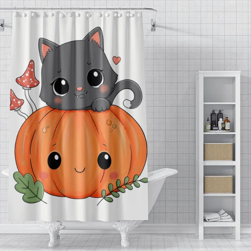 Home shower curtains for bathroom waterproof fabric Modern Nordic style Living Room curtain Halloween Autumn Pumpkin decoration