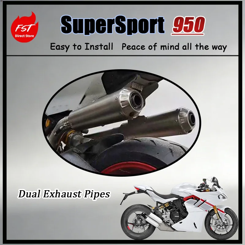 For SuperSport 950/950S Dual Outlet Titanium Exhaust Slip-On mid Pipe Decat for Enhanced Horsepower & Torque Performance Upgrade