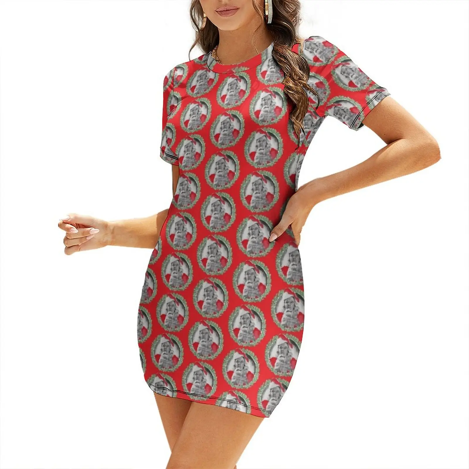 

W. C. Fields as Santa Claus Short-Sleeved Dress ladies dresses for women 2025 elegant dresses for women dress summer Dress