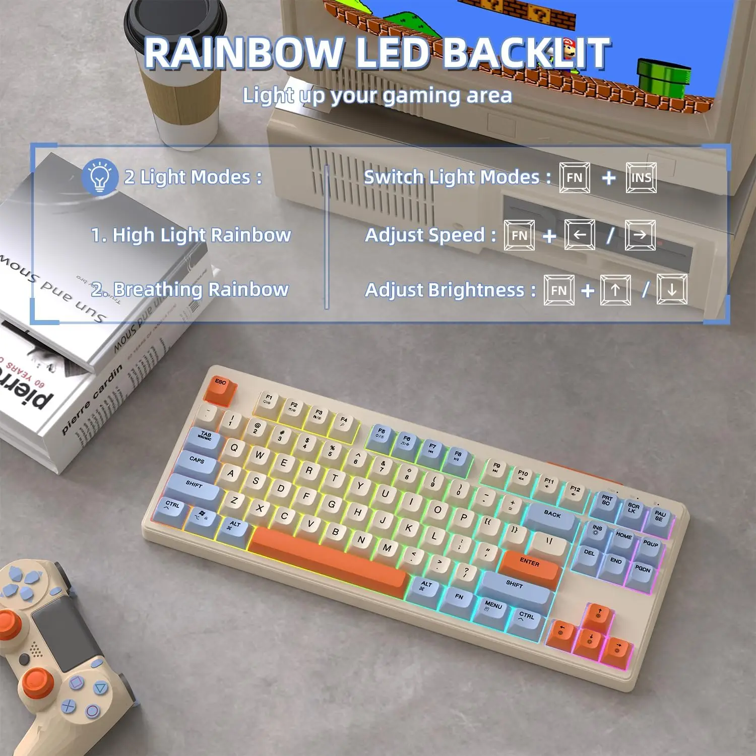 MAMBASNAKE x ZIYOULANG M87 Gaming Keyboard z podwójnym trybem Bluetooth 5.0/2.4Ghz TKL Mechaniczna klawiatura w dotyku