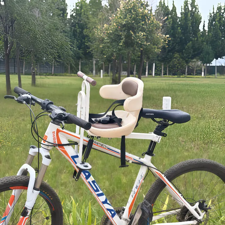 Front Mount Bike Seat Mountain Bike Safety Seat Comfortable Safety Cycling Seat Front Padded Seat with Guardrail Seat Belt