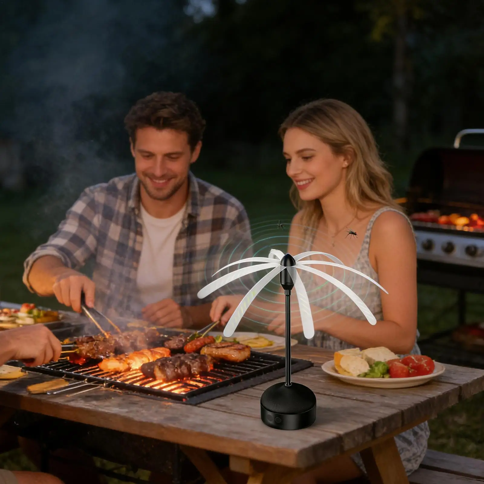 Fly Fans For Tables Battery Powered Fly Fan Picnic Table Fan For Desk Indoor Picnic BBQ Camping Restaurant Cafe Patio Backyard