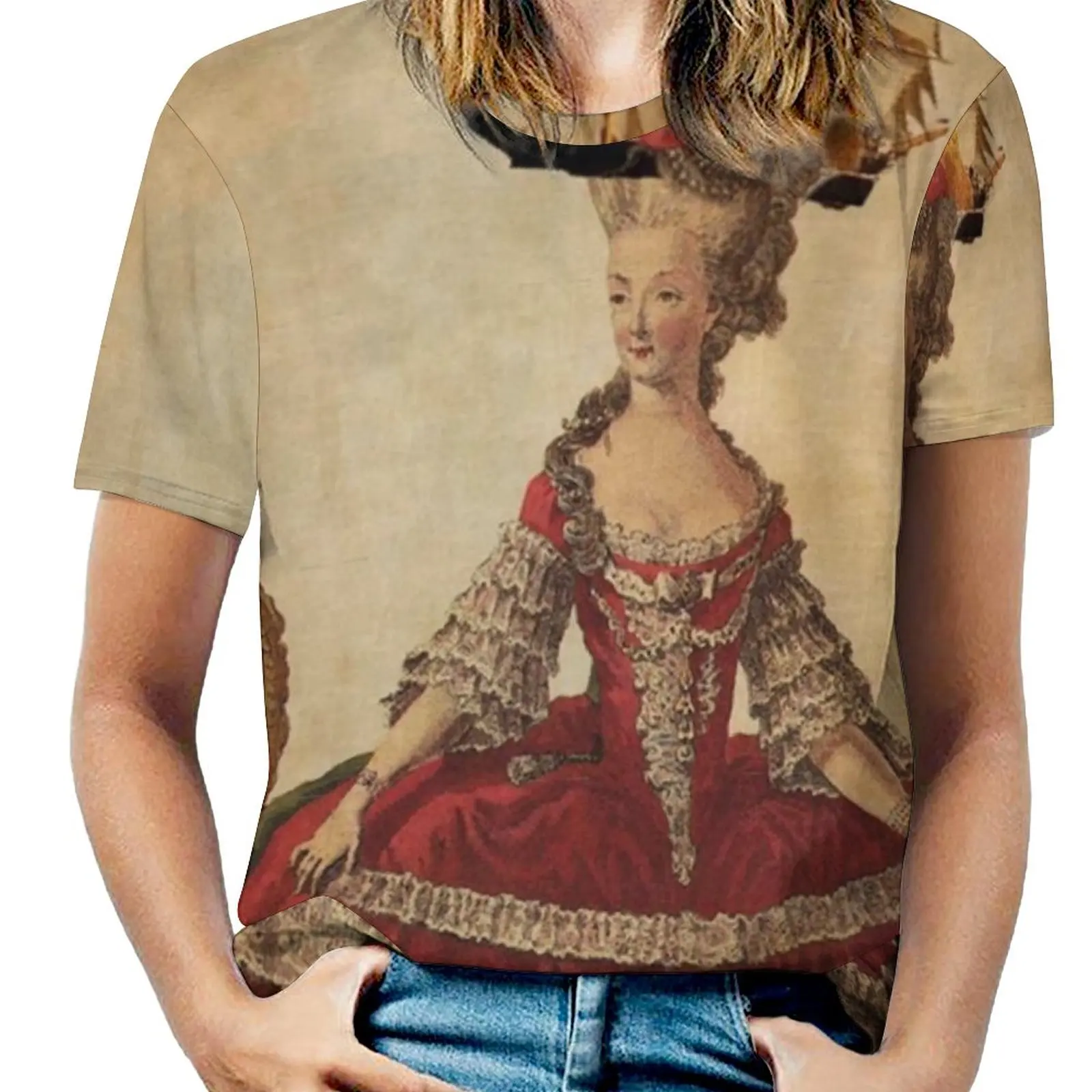 Maire Antoinette Gets A New Hat Women T-Shirt Crewneck Casual Short Sleeve Tops Summer Tees Collage Hat Marie Antoinette