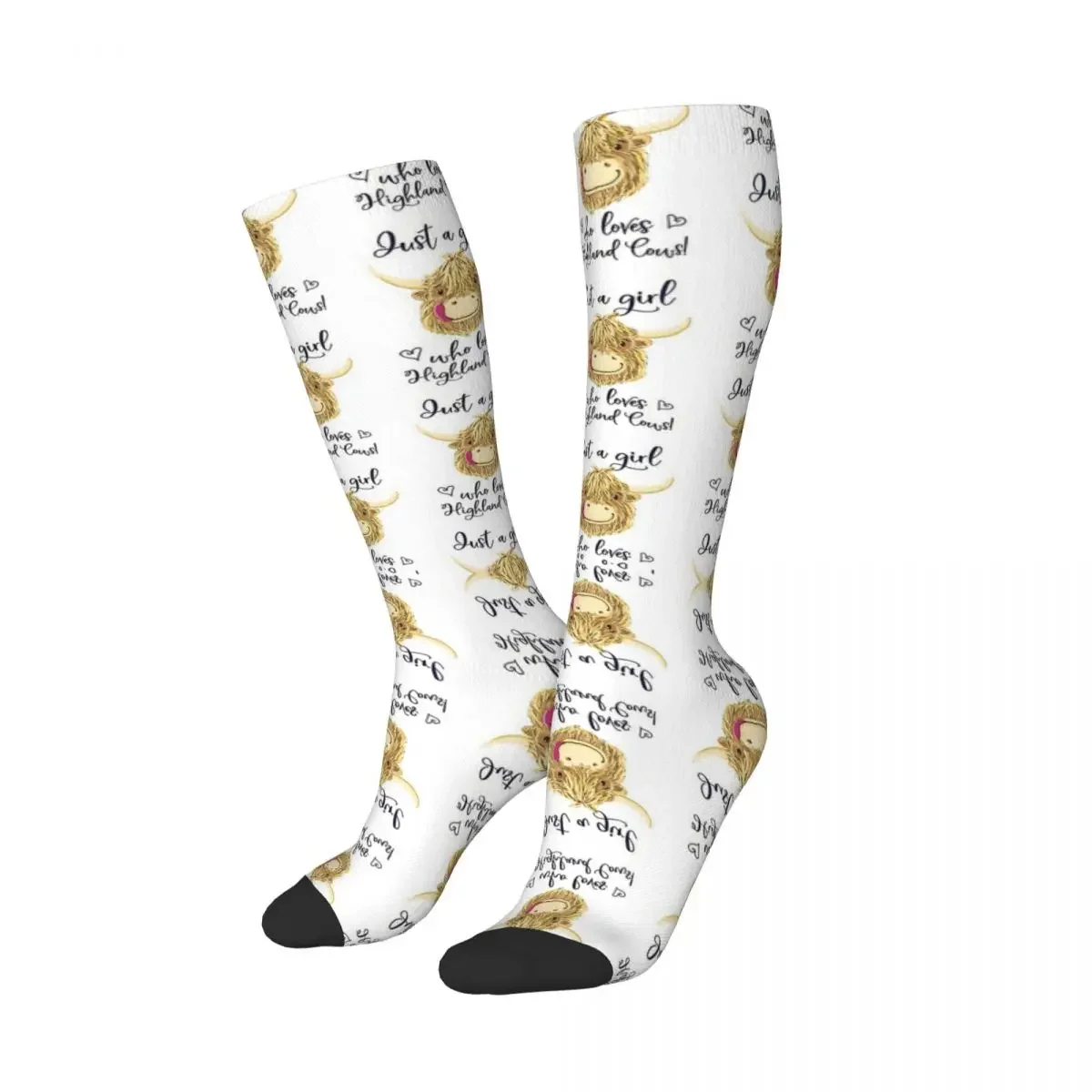 Just A Girl Who Loves Scottish Highland Cows Socks Harajuku Super Soft Stockings All Season Long Socks Unisex Christmas Gifts