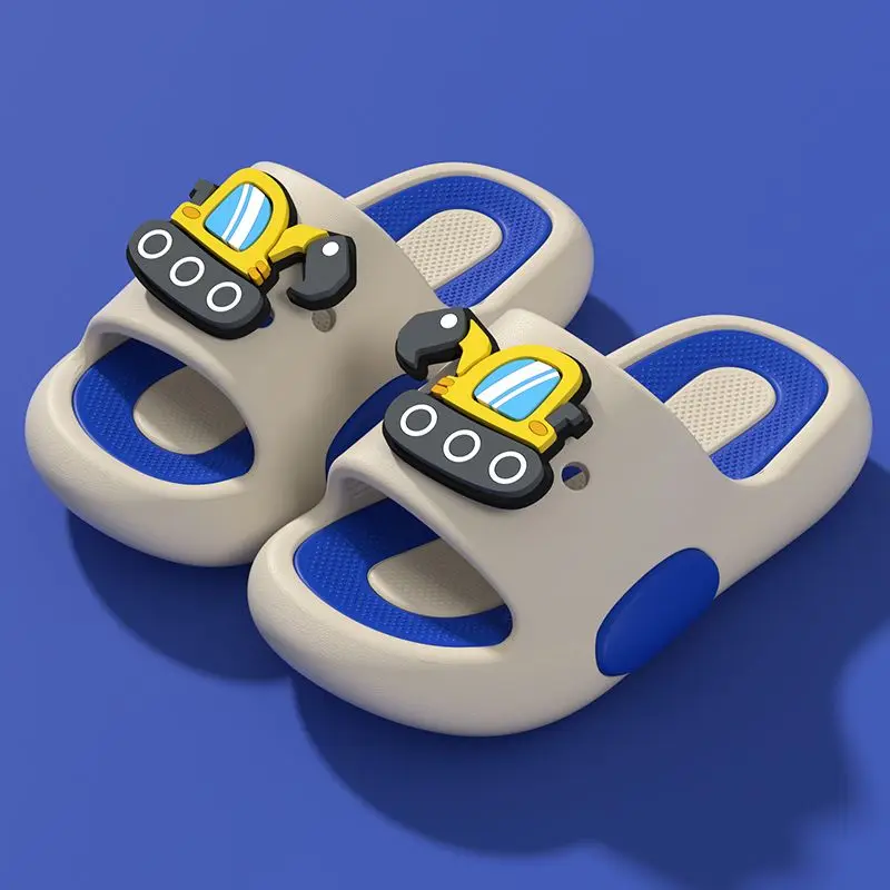 

Детские сандалии Excavator Design с толстой подошвой, нескользящие, для малышей, для дома и улицы, пляжные тапочки, летние водонепроницаемые сандалии с мультяшным рисунком