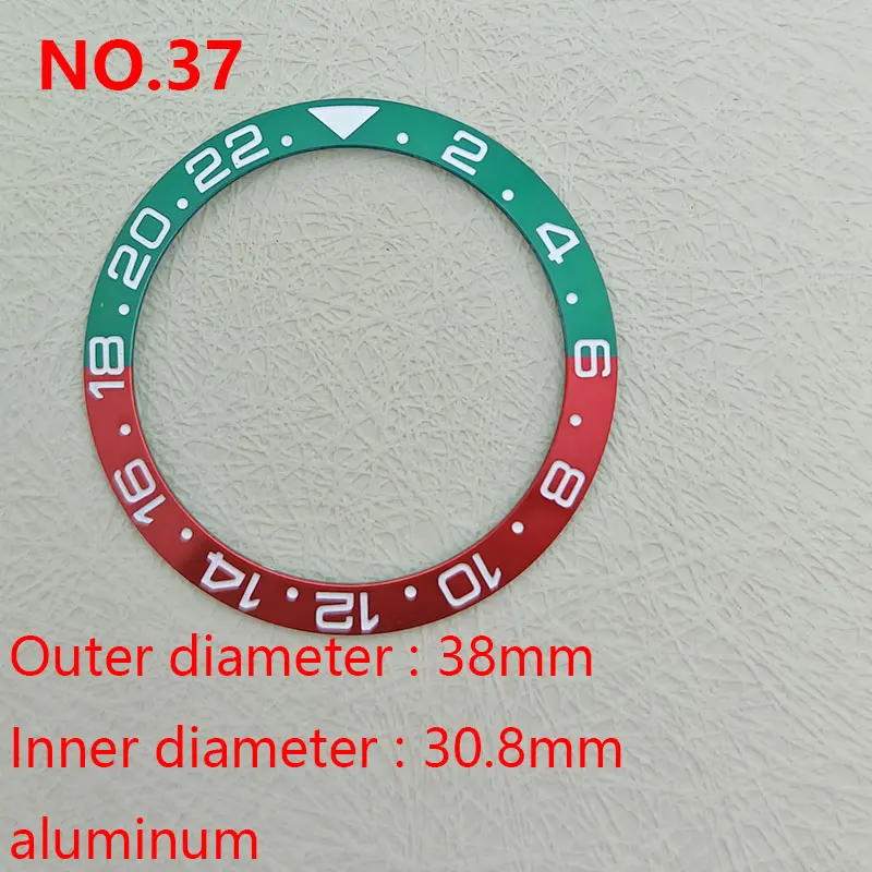 38mm*30.8mm Aluminum Ring Two-tone color with white character Arabic GMT Watch Bezel Insert For Men's Watch Cases