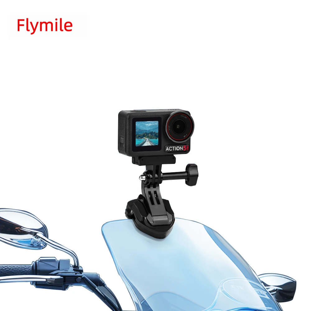 

Flymile Motorcycle Windshield Clip for DJI Action 5 Pro/Gopro 13 Sports Camera Clamp Aluminum Alloy Mount for GoPro 12 11 10 9 8