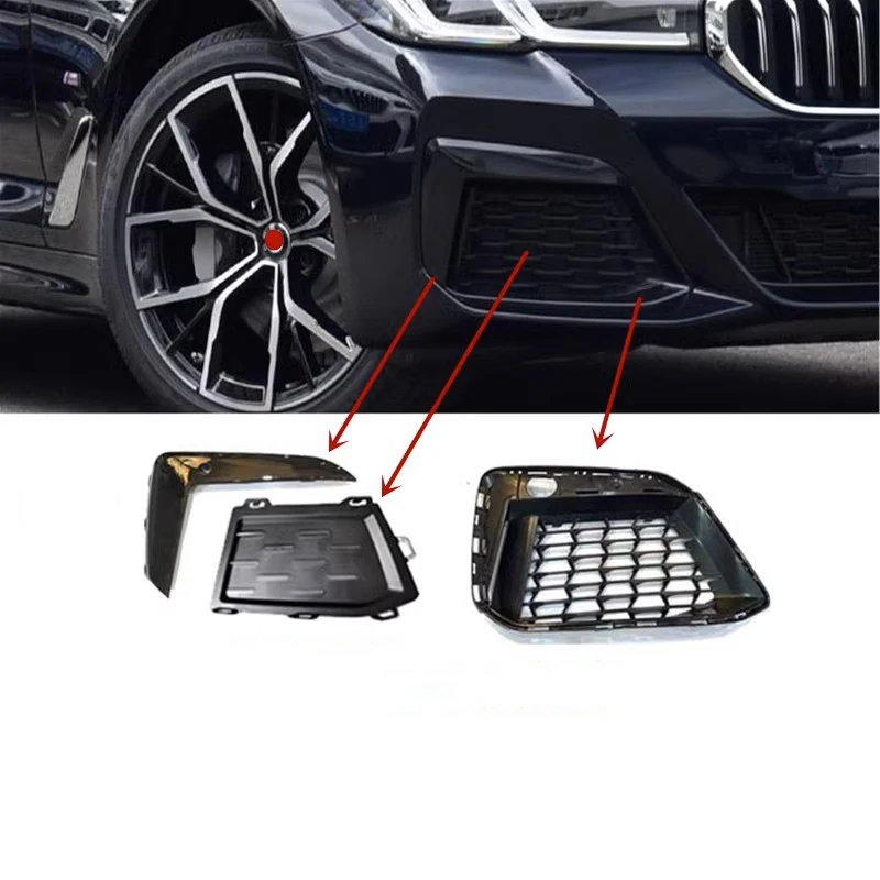 Car Front Lower Bumper grille grill Fog Light Cover Frame for BMW G30 525i 530i 540i Black Trim