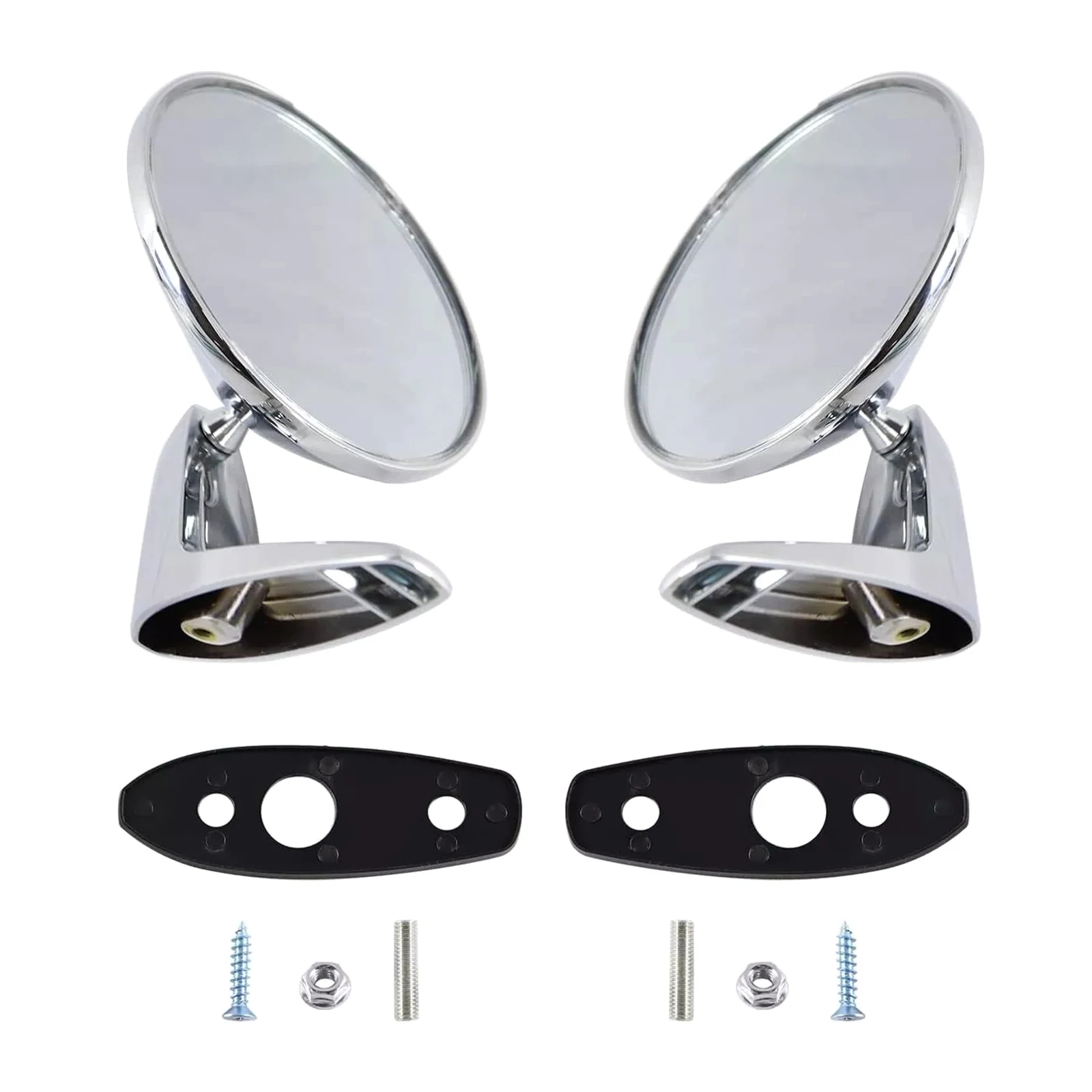 1 Pair Left & Right Car Chrome Polished Door Mirrors Outside Exterior Rearview For Dodge For Plymouth Auto Accessory Replacement