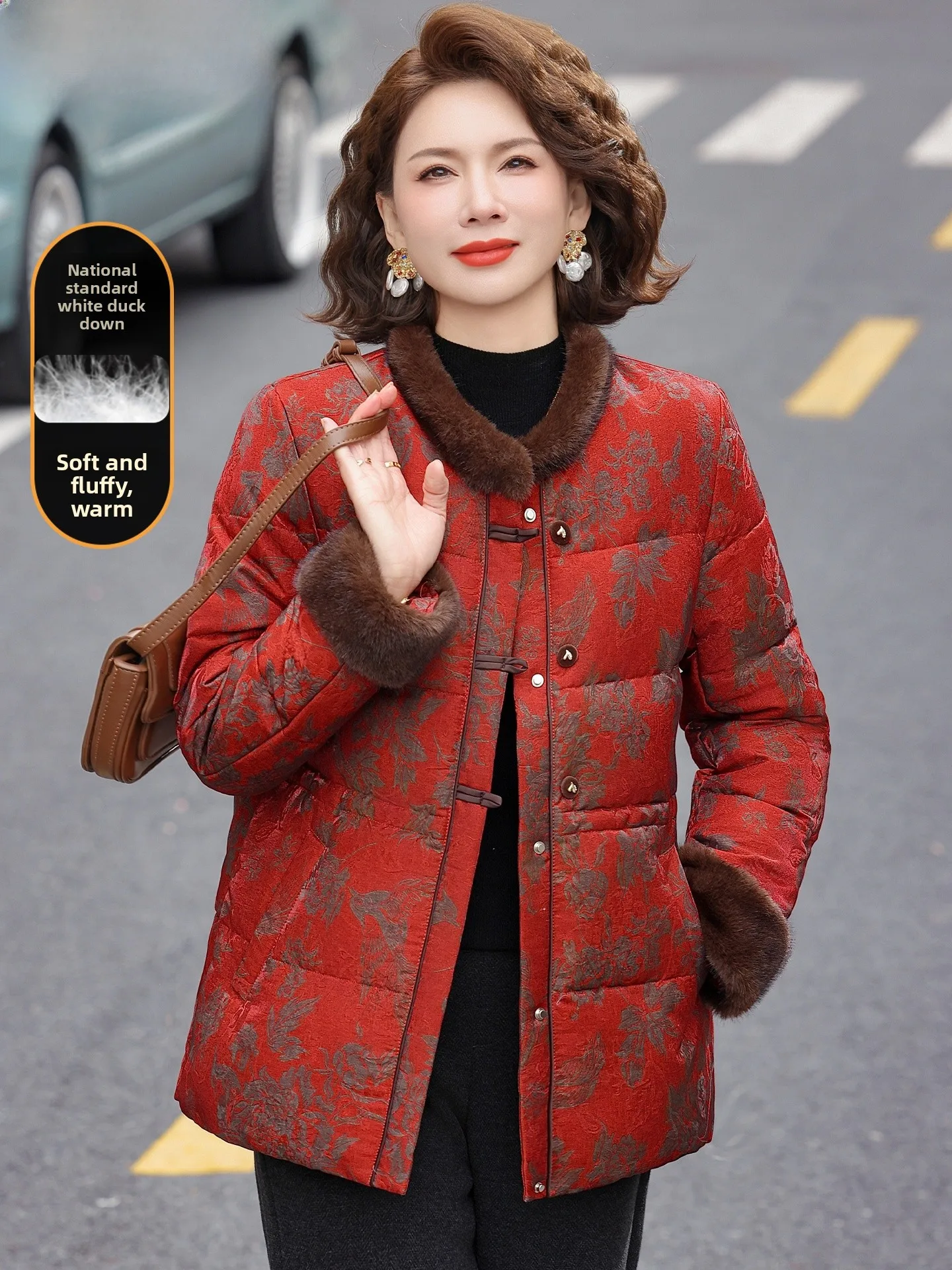 

Winter Long Middle-Length down Jaet Women's Traditional Chinese Sle Coat Warm Thiened andmother Cotton Padded Coat