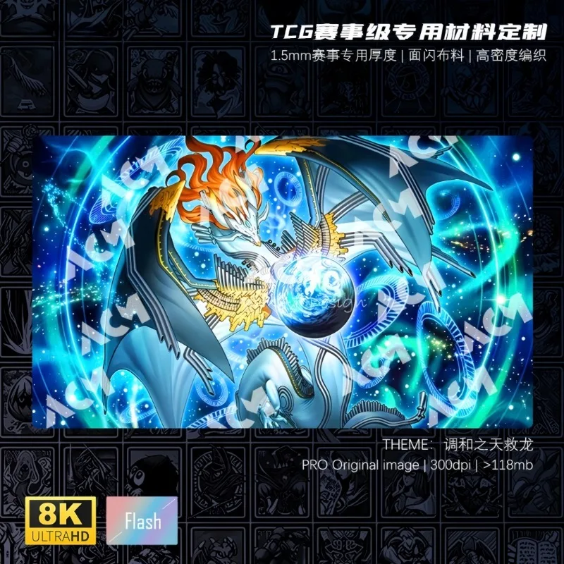 

600x350mm Yu-Gi-Oh! Diy Fidraulis Harmonia Themed Trading Card Playmat 1.5mmNoSeamEdge Player Battle Rubber Game Card Mat Toy