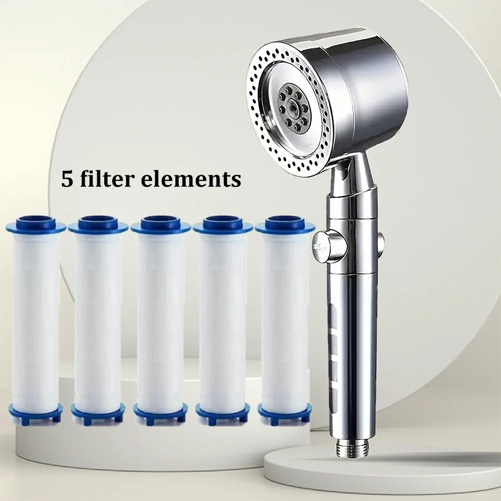 Nieuwe hogedruk waterbesparende filter douchekop 5-modi handdouche met één knop Stop badkameraccessoireset