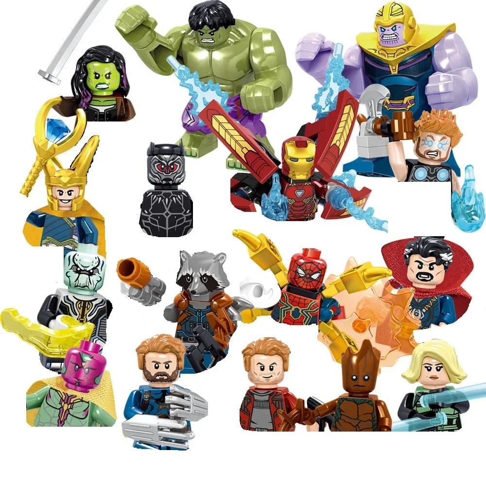 Marvel series Wolverine and Deadpool figures Iron Man Thanos mini collectible action figure Children's assembly block gift