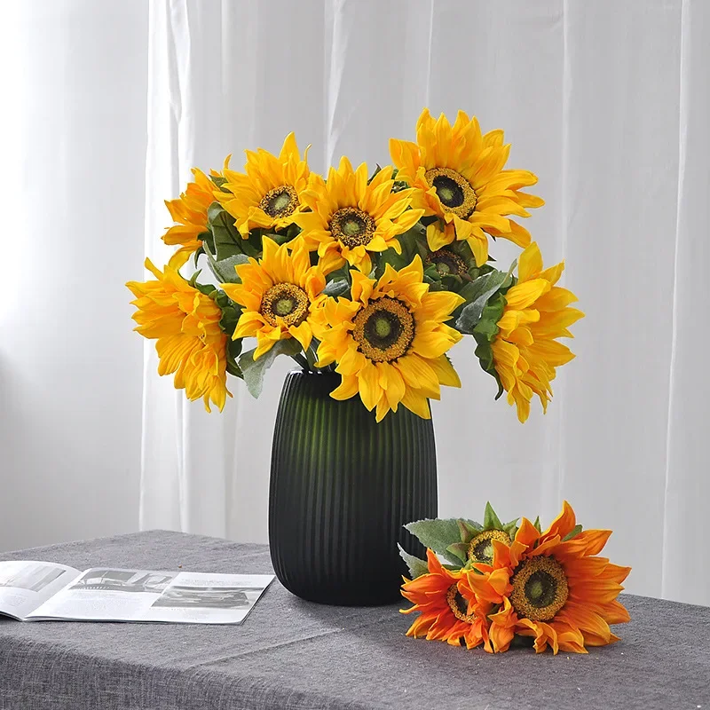 

42CM Artificial Sunflower Bouquet PU Daisy Wedding Decoration Photography Prop Home Decor Fake Flowers