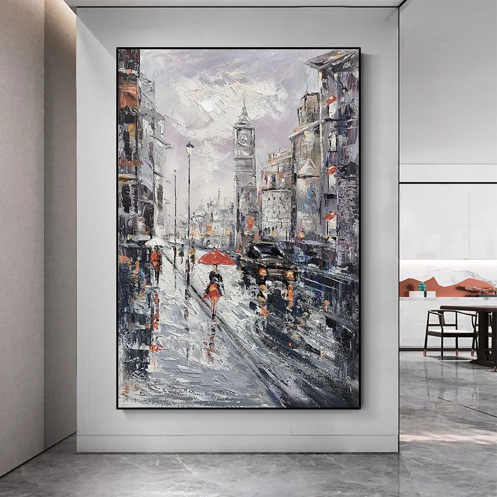 Modern Art Paris City Street View City Oil Painting Wall Art by Decorative Landscape Oil Paintings For Living Room Home Decor