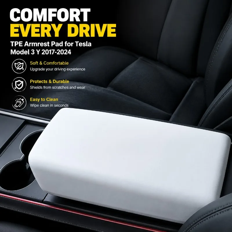 Renewed Version Central Armrest Sleeve Compatible with Model 3 Highland Model Y Middle Storage Lid Protective Cover New EV