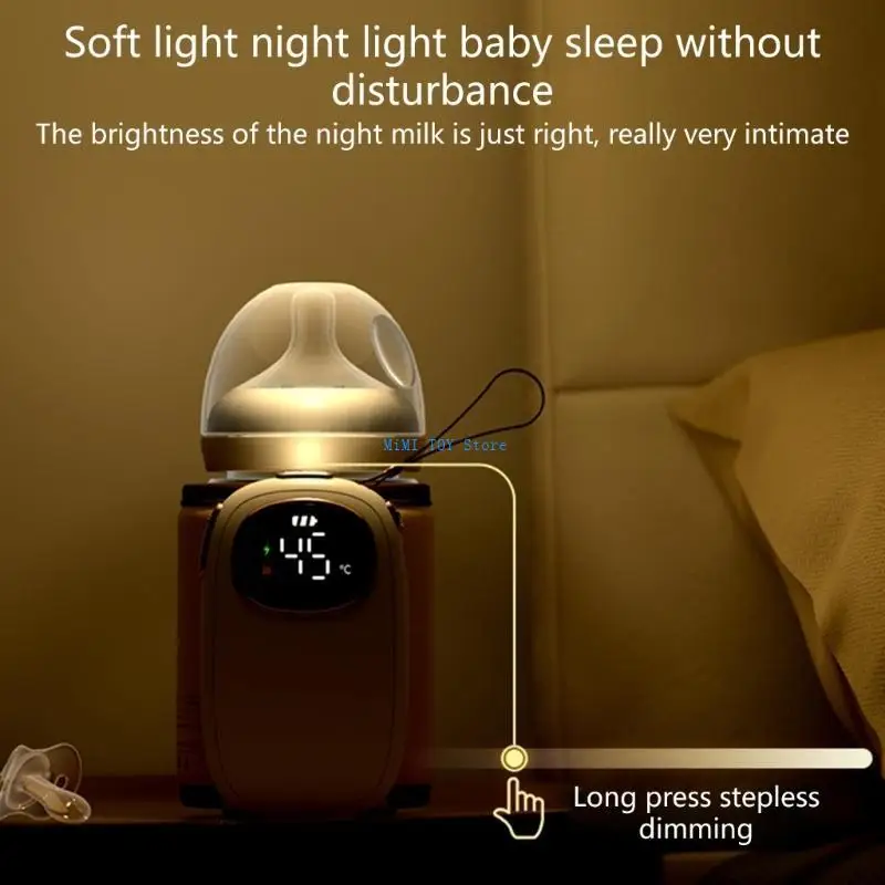 เครื่องทำความร้อนขวดไร้สาย 24BE UNISIONAL USB ชาร์จขวดอุ่นกระเป๋าปลอกหุ้ม PU