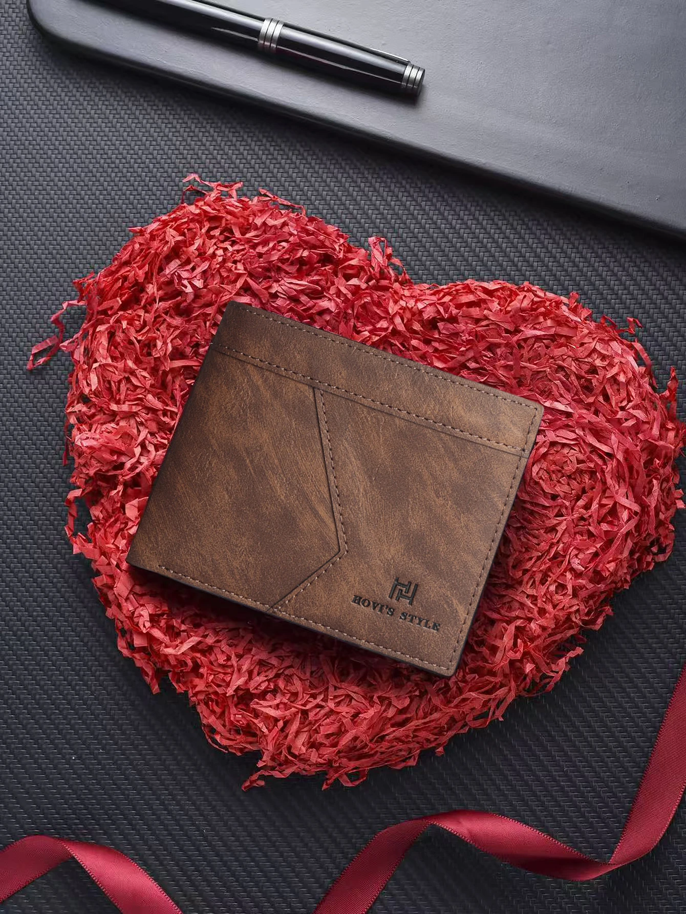 HOVi‘S Men’s PU Leather Wallet Slim Lightweight Zipper Coin Purse with Multi Card Slots & ID Window for Travel Business