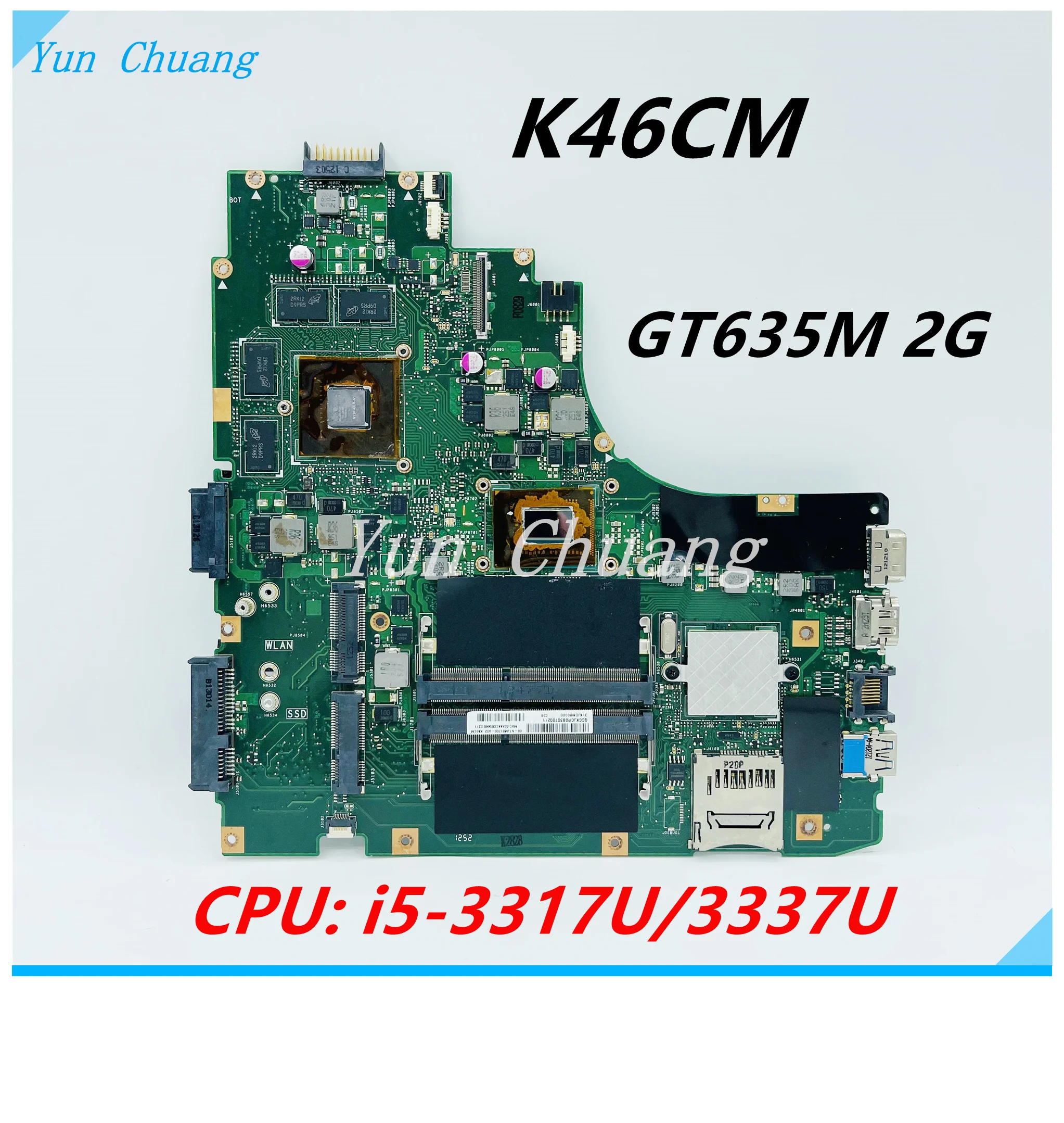 

K46CM motherboard For ASUS A46C S46C K46C K46CB K46CM Laptop motherboard With i5-3317U/3337U CPU GT635M 2G GPU DDR3 100% test OK